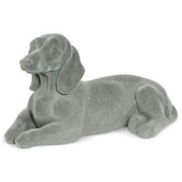 Animal Crackers Laying Dachshund Sausage Dog Figurine Grey Velvet Ornament - thumbnail 3