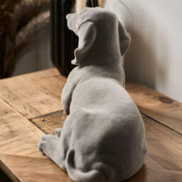Animal Crackers Laying Dachshund Sausage Dog Figurine Grey Velvet Ornament - thumbnail 2