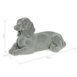 Animal Crackers Laying Dachshund Sausage Dog Figurine Grey Velvet Ornament - thumbnail 6