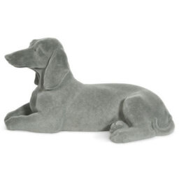 Animal Crackers Laying Dachshund Sausage Dog Figurine Grey Velvet Ornament - thumbnail 5