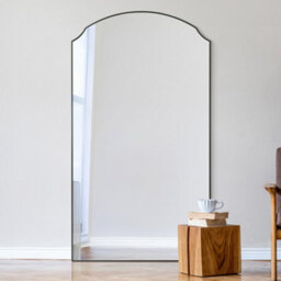 "Mirroroutlet Curva - New Black Edged Dual Arch Curved Edge Over Mantle And Wall Mirror 71""x39"" (180Cm X 100Cm)" - thumbnail 1