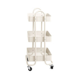 Levede 3 Tier Kitchen Storage Trolley White Steel Rolling Rack Organiser - thumbnail 3