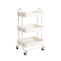 Levede 3 Tier Kitchen Storage Trolley White Steel Rolling Rack Organiser - thumbnail 2