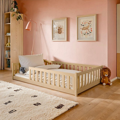Arte Wooden Bed Otis Eu Small Double Pine - Natural Pine Low-Profile Bed With Full Guardrails For Bedroom - image 1