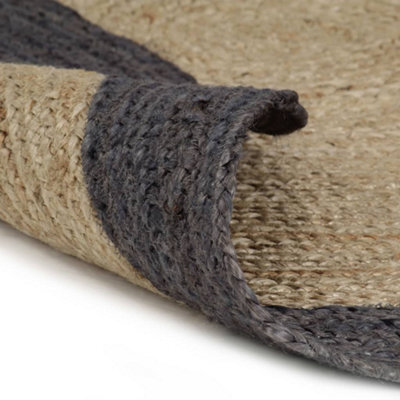 Berkfield Handmade Rug Jute With Dark Grey Border 240 Cm
