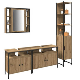Berkfield 4 Piece Bathroom Furniture Set In Artisan Oak - thumbnail 3