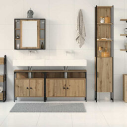 Berkfield 4 Piece Bathroom Furniture Set In Artisan Oak - thumbnail 4