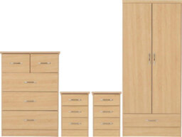 Seconique Nevada 2 Door 1 Drawer Wardrobe Bedroom Set Sonoma Oak 2 Man Del - thumbnail 1