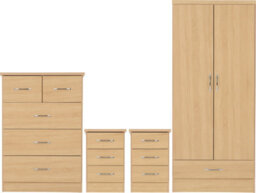 Seconique Nevada 2 Door 1 Drawer Wardrobe Bedroom Set Sonoma Oak 2 Man Del - thumbnail 2