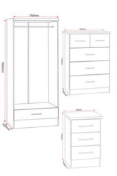 Seconique Nevada 2 Door 1 Drawer Wardrobe Bedroom Set Sonoma Oak 2 Man Del - thumbnail 9