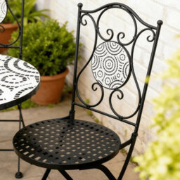 Home Source Carlton Mosaic Outdoor Bistro Table & Folding Chairs Set - thumbnail 2