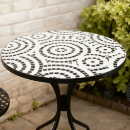 Home Source Carlton Mosaic Outdoor Bistro Table & Folding Chairs Set - thumbnail 3