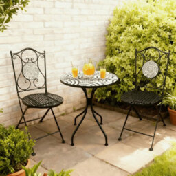 Home Source Carlton Mosaic Outdoor Bistro Table & Folding Chairs Set - thumbnail 1