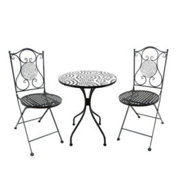 Home Source Carlton Mosaic Outdoor Bistro Table & Folding Chairs Set - thumbnail 5