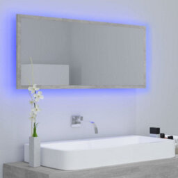 Berkfield Durable Led Bathroom Mirror Concrete Grey 100X8.5X37 Cm Engineered Wood - thumbnail 3