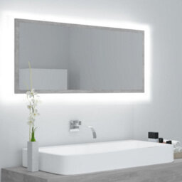 Berkfield Durable Led Bathroom Mirror Concrete Grey 100X8.5X37 Cm Engineered Wood - thumbnail 2