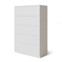 Urbn-Living Urbnliving Height 108.5Cm 5 Drawer Skagen Wooden Bedroom Chest Cabinet Colour White Carcass And White Drawers No Handle Storage - thumbnail 1