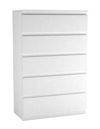 Urbn-Living Urbnliving Height 108.5Cm 5 Drawer Skagen Wooden Bedroom Chest Cabinet Colour White Carcass And White Drawers No Handle Storage - thumbnail 9