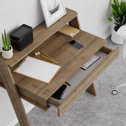 Fwstyle 1 Drawer Modern Home Office Dark Oak Desk Wallmounted - thumbnail 2