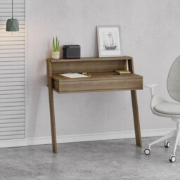 Fwstyle 1 Drawer Modern Home Office Dark Oak Desk Wallmounted - thumbnail 1