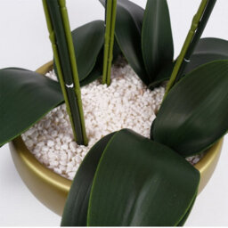 Leaf 60Cm Orchid Artificial  White - Gold Ceramic Planter - thumbnail 7