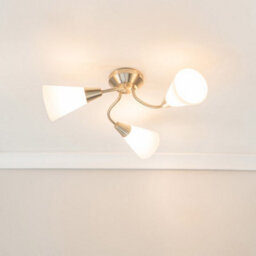 Valuelights Kristina Silver 3 Arm Ceiling Light With White Frosted Glass Shades - Led Bulbs Included - thumbnail 5