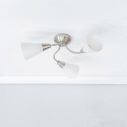 Valuelights Kristina Silver 3 Arm Ceiling Light With White Frosted Glass Shades - Led Bulbs Included - thumbnail 4