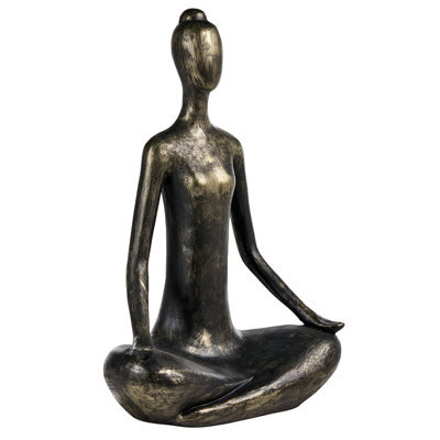 Beliani Garden Statue Yoghina Woman Black/ Gold - image 1