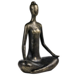 Beliani Garden Statue Yoghina Woman Black/ Gold - thumbnail 1