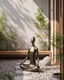 Beliani Garden Statue Yoghina Woman Black/ Gold - thumbnail 2