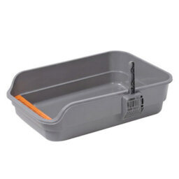 Skylos Cat Litter Tray Spacious High Sided Low Entry Open Pan For Cats Grey - thumbnail 2