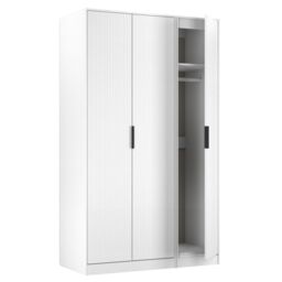 Nashville Ready Assembled Contemporary Matt White Tall Triple Wardrobe (H)1960mm (W)1108mm (D)530mm - thumbnail 4