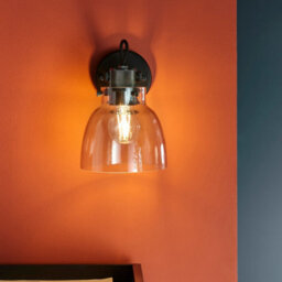 Luminosa Lighting Luminosa Urban Dome Wall Lamp Smokey Grey Tinted Glass & Black Chrome Plate E27 - thumbnail 4