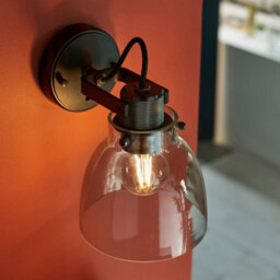 Luminosa Lighting Luminosa Urban Dome Wall Lamp Smokey Grey Tinted Glass & Black Chrome Plate E27 - thumbnail 5