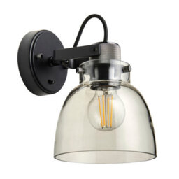 Luminosa Lighting Luminosa Urban Dome Wall Lamp Smokey Grey Tinted Glass & Black Chrome Plate E27 - thumbnail 6