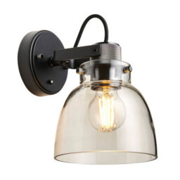 Luminosa Lighting Luminosa Urban Dome Wall Lamp Smokey Grey Tinted Glass & Black Chrome Plate E27