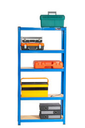 Rhino Racking 3 Bays - 150 X 75 X 30Cm - Blue- 5 Tier Boltless Heavy Duty Garage Shelving Unit - 1000Kg Load Weight - thumbnail 4