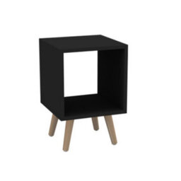 Urbn-Living Urbnliving 30Cm Height Cube Black Wooden Storage Cube Bookcase Scandinavian Style Pine Legs Living Room Bedroom
