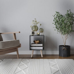Urbn-Living Urbnliving 30Cm Height Cube Black Wooden Storage Cube Bookcase Scandinavian Style Pine Legs Living Room Bedroom - thumbnail 2