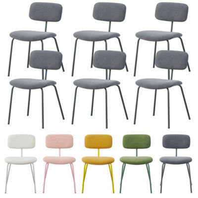 Mof Modern Upholstered Dining Chairs Set Of 6 Fabric Padded Seat With Metal Legs (Grey X6) - image 1