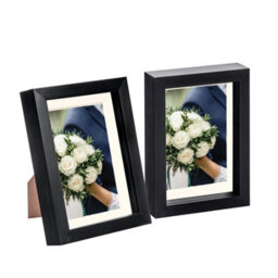 "Nicola Spring 5 X 7"" Photo Frames - Black/ivory Mount - 3D Picture Frame Box Portrait Display Case (20 X 15.5Cm) Set Of 2" - thumbnail 1