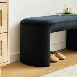 Nordlys Scandinavian Fabric Velvet Bench In Black Color - thumbnail 8