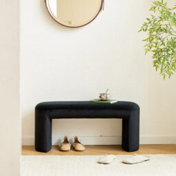 Nordlys Scandinavian Fabric Velvet Bench In Black Color - thumbnail 4
