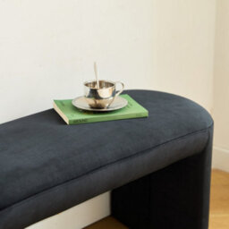 Nordlys Scandinavian Fabric Velvet Bench In Black Color - thumbnail 5