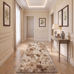Oxford Homeware Shaggy Rug Anti-Slip Washable Soft Fluffy Living Room And Bedroom Rug (Mottled Beige, 80X150Cm) - thumbnail 6