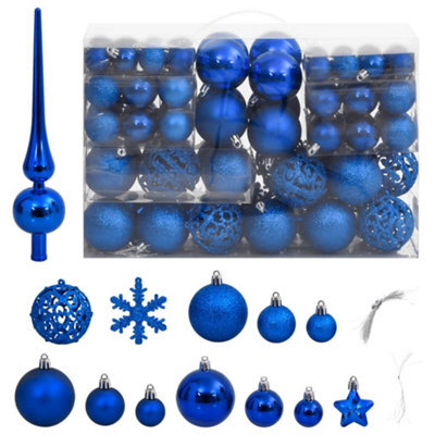 Berkfield 111 Piece Christmas Bauble Set Blue Polystyrene - image 1