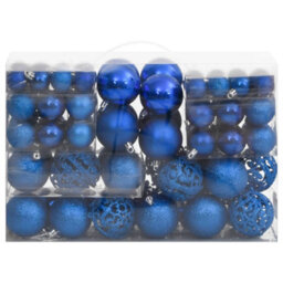 Berkfield 111 Piece Christmas Bauble Set Blue Polystyrene - thumbnail 2