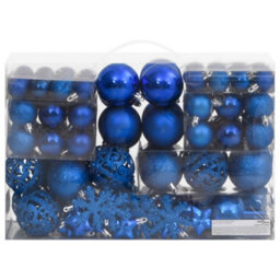 Berkfield 111 Piece Christmas Bauble Set Blue Polystyrene - thumbnail 3