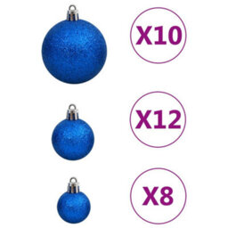 Berkfield 111 Piece Christmas Bauble Set Blue Polystyrene - thumbnail 7