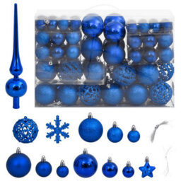 Berkfield 111 Piece Christmas Bauble Set Blue Polystyrene - thumbnail 1